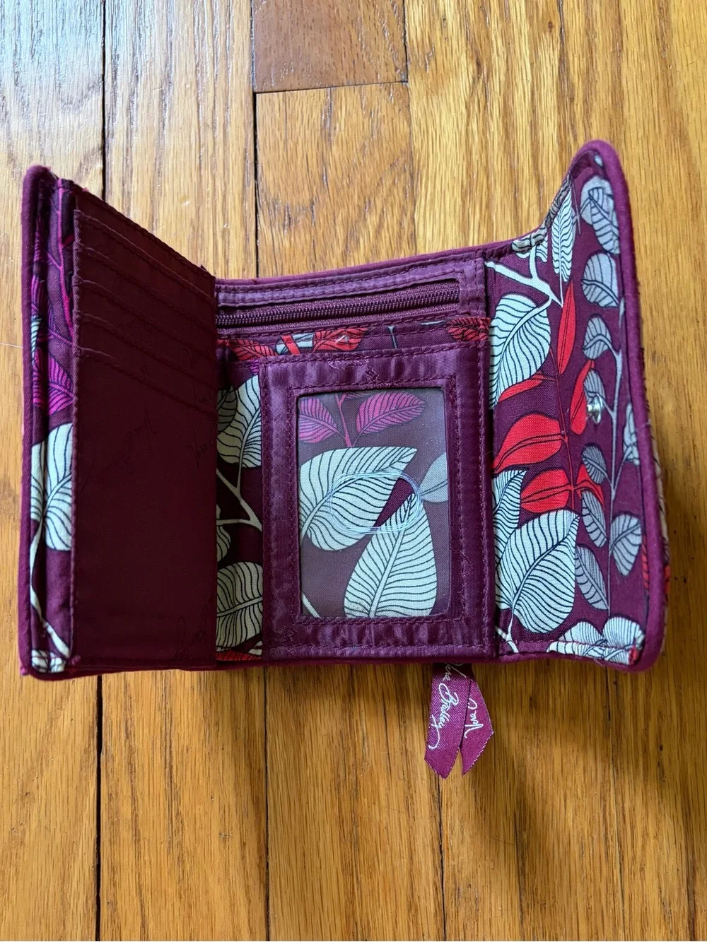 Vera Bradley Pink Floral Quilted Fold-Over Wallet - Picture 4 of 5